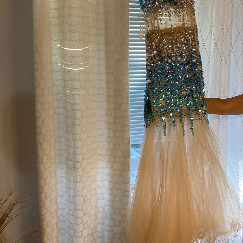 Beautiful see through sequins dress rhinestone embedded